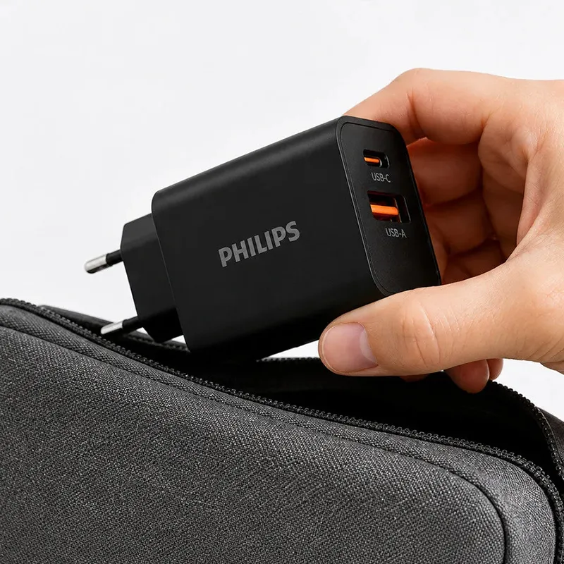 Alimentator Retea USB-A + USB C PD 20W Philips
