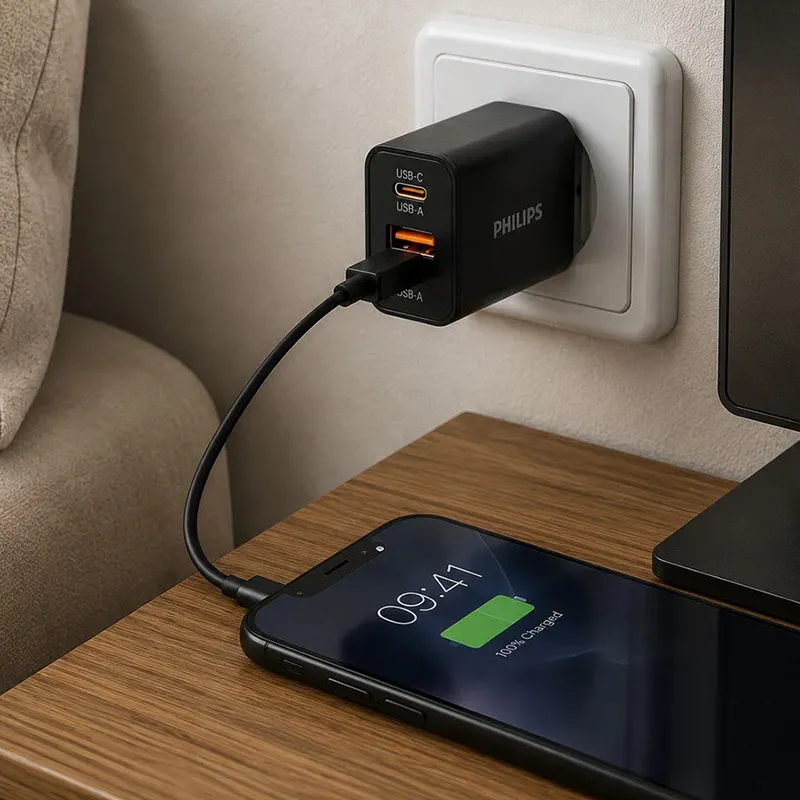 Alimentator Retea USB-A + USB C PD 20W Philips