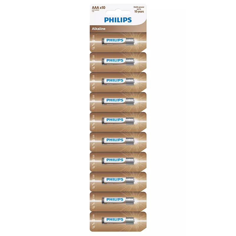 Baterie Entry Alkaline AAA LR03 Blister 10 Buc Philips