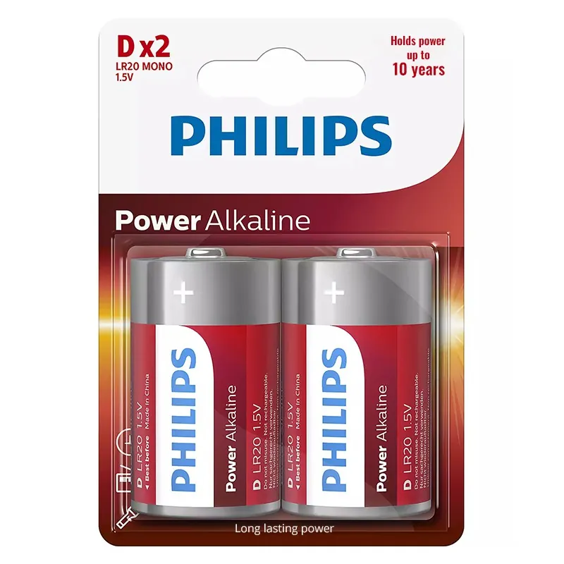 Baterie Power Alkaline LR20 D Blister 2 Buc Philips