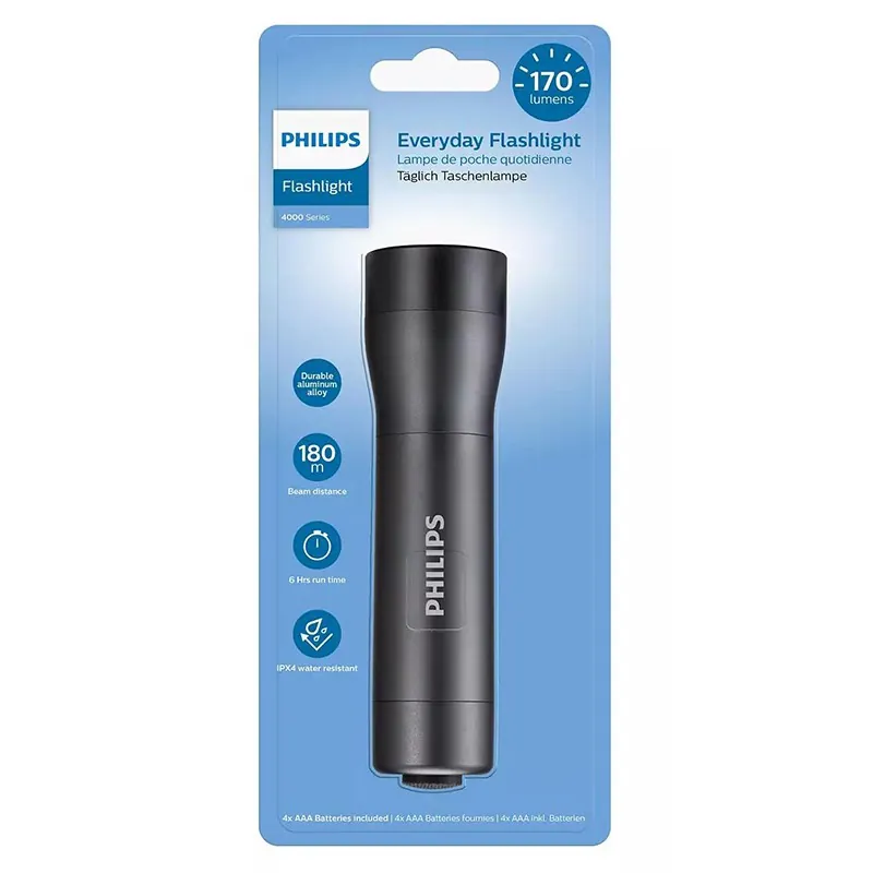 Lanterna LED Aluminiu 170 Lumeni 4 AAA Philips