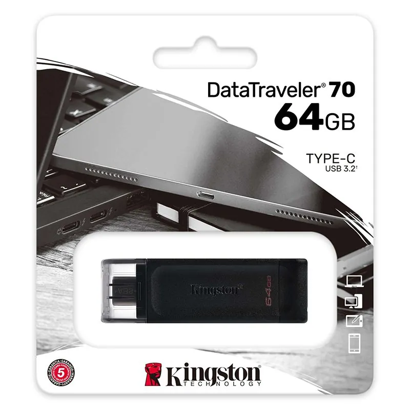 Flash Drive 64GB DT70 USB 3.2 Tip C Kingston