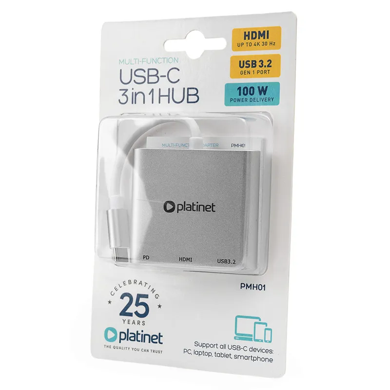 Hub USB-C 3IN1 HDMI 4K USB-A 3.2 USB-C PD 100W