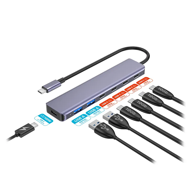 Hub 7 in 1 10GBS PD 100W Aluminiu Platinet