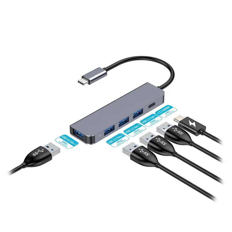 Hub 5 in 1 USB-C PD 100W Aluminiu Platinet