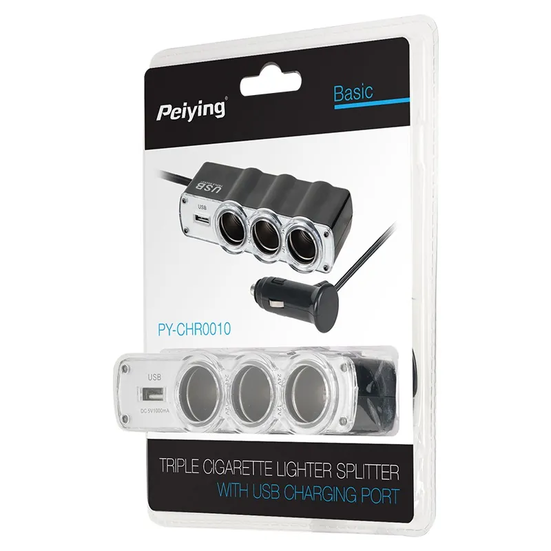 Splitter Bricheta Auto X3 cu USB si Cablu Peiying