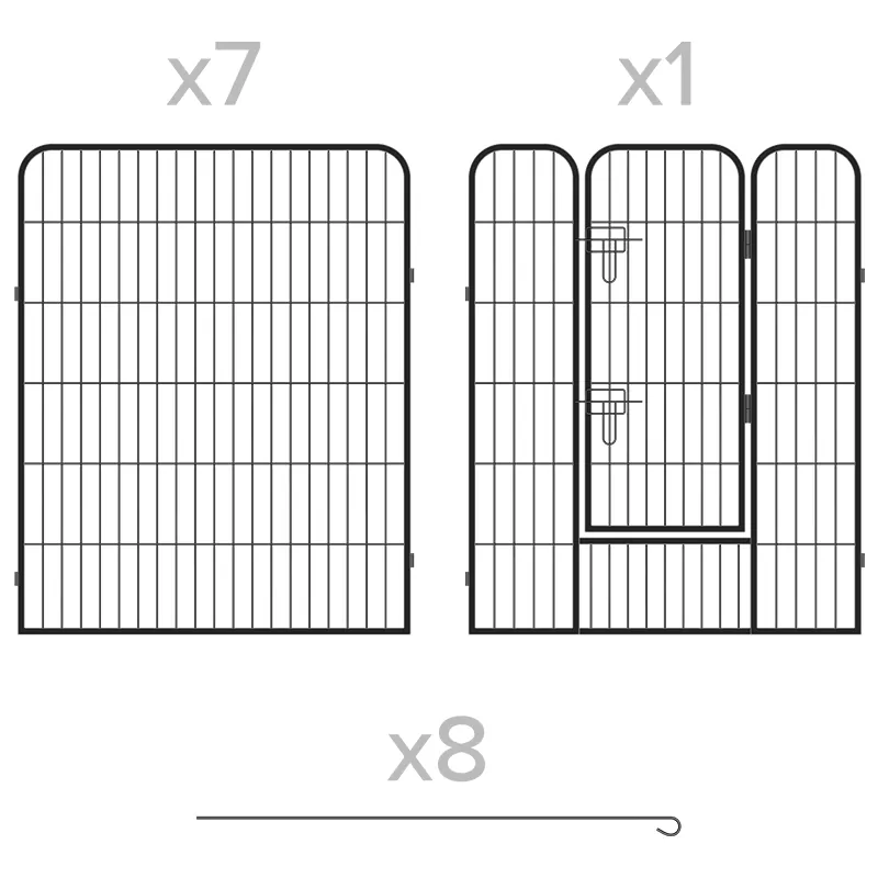 Tarc Modular pentru Caini 8 Panouri 80X100 CM Rebel Ani