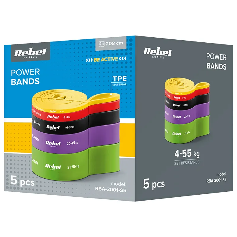 Set 5 Benzi Elastice Tpe Power Band 4-55KG Rebel Active