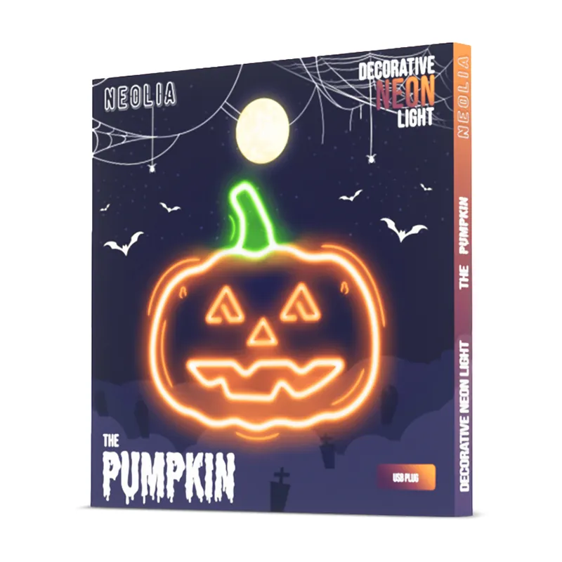 Reclama Luminoasa Neon LED Lumina Verde/Portocalie Halloween