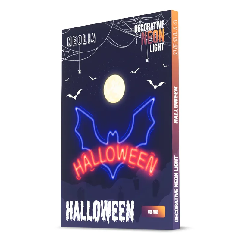 Reclama Luminoasa Neon LED Lumina Rosie/Albastra Model Halloween