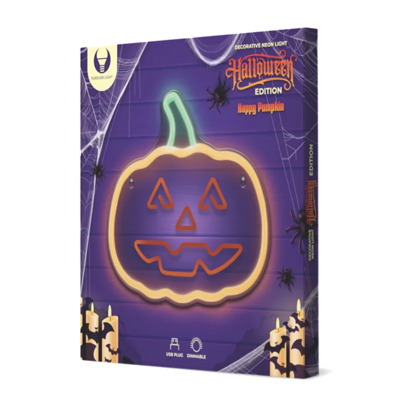 Reclama Luminoasa Neon LED Lumina Verde/Portocalie Halloween