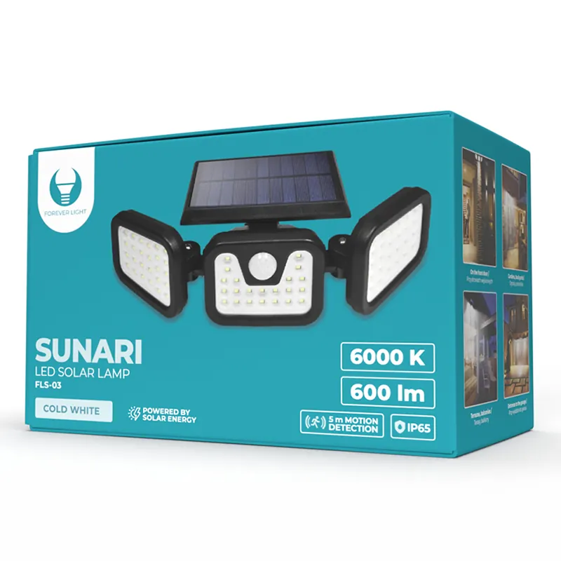 Lampa LED cu Incarcare Solara 8W 600LM 6000K IP65