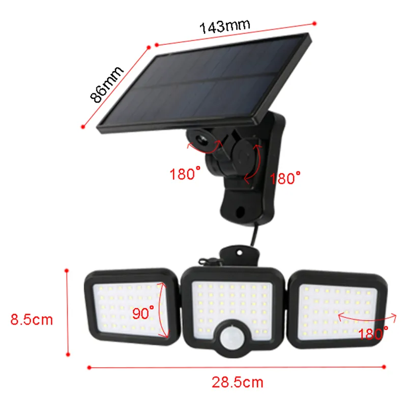 Lampa LED cu Incarcare Solara si Senzor de Miscare 10W 6000K