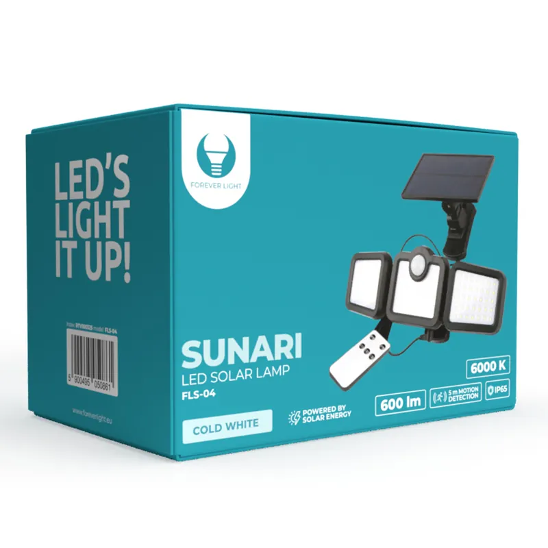 Lampa LED cu Incarcare Solara si Senzor de Miscare 10W 6000K