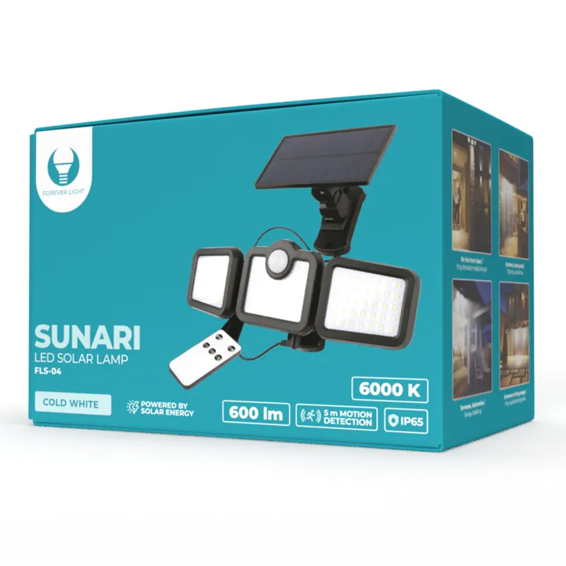 Lampa LED cu Incarcare Solara si Senzor de Miscare 10W 6000K