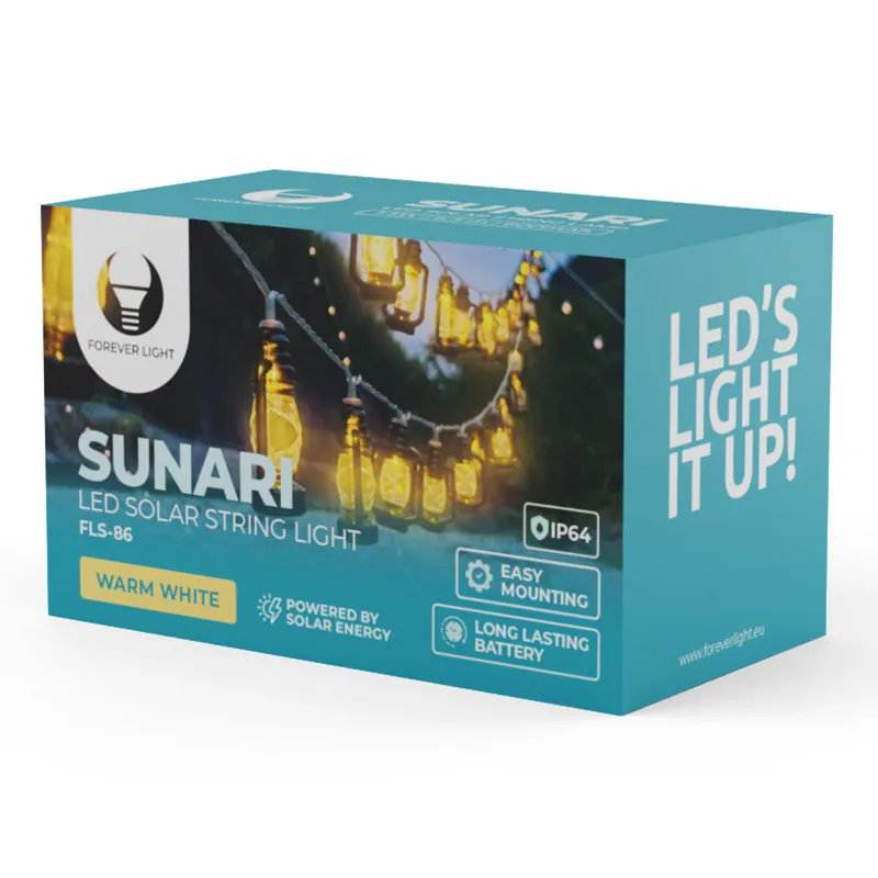 Sir Iluminat cu Incarcare Solara 6.5M IP64 Alb Cald