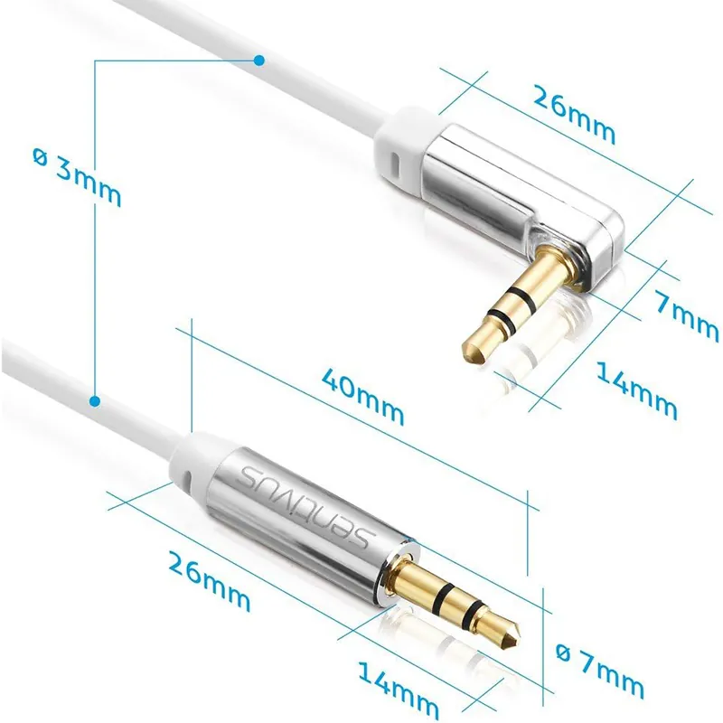 Cablu Audio 3.5 Tata - Tata 2.0M 90 Sentivus