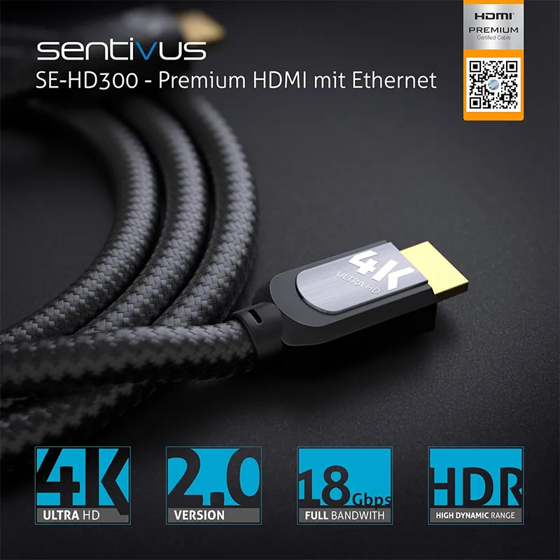 Cablu Premium HDMI Tata - Tata 4K 2.0M Sentivus