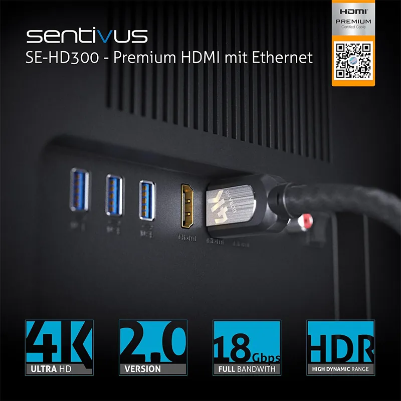 Cablu Premium HDMI Tata - Tata 4K 3.0M Sentivus