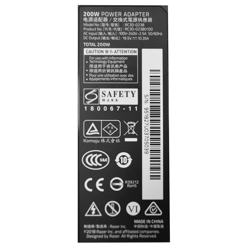 Alimentator Laptop Razer 19.5V 10.26A 200W RC30-0238