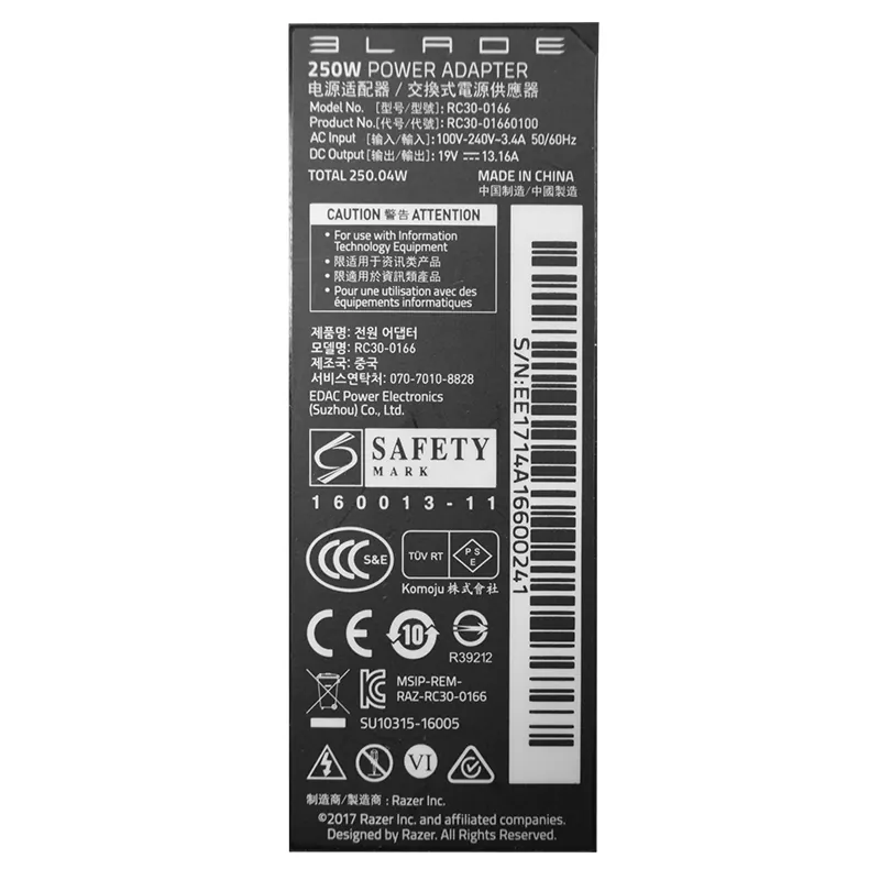 Alimentator Laptop Razer 19.5V 13.16A 250W RC30-00166