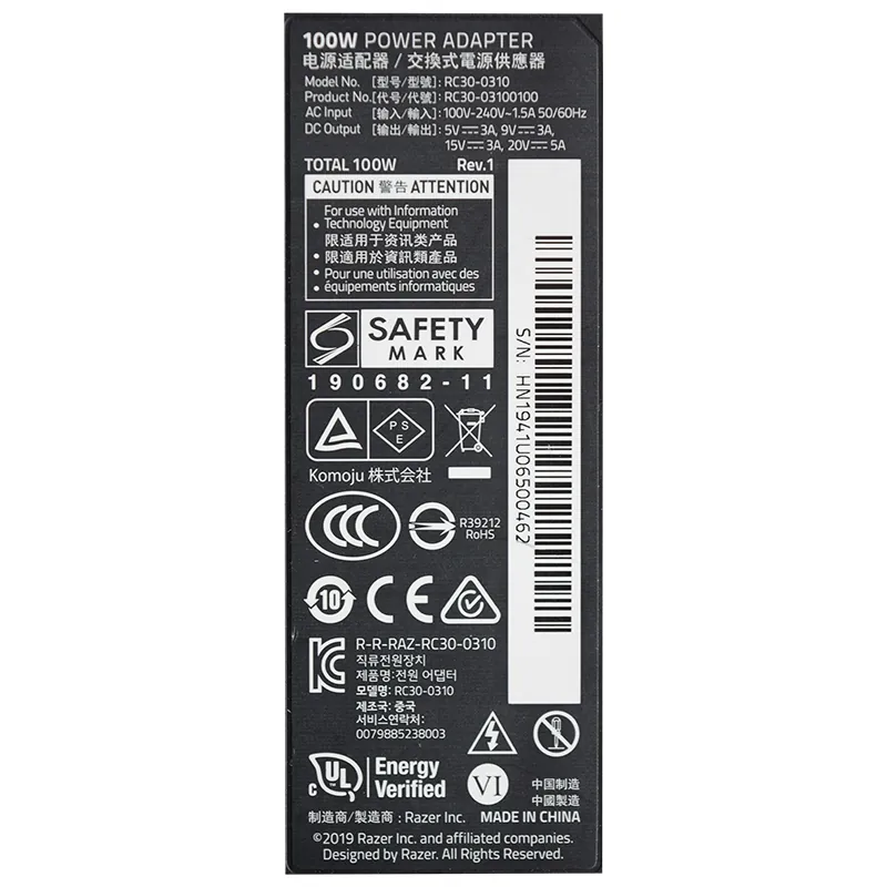 Alimentator Laptop Razer 20V 5A 100W RC30-0310
