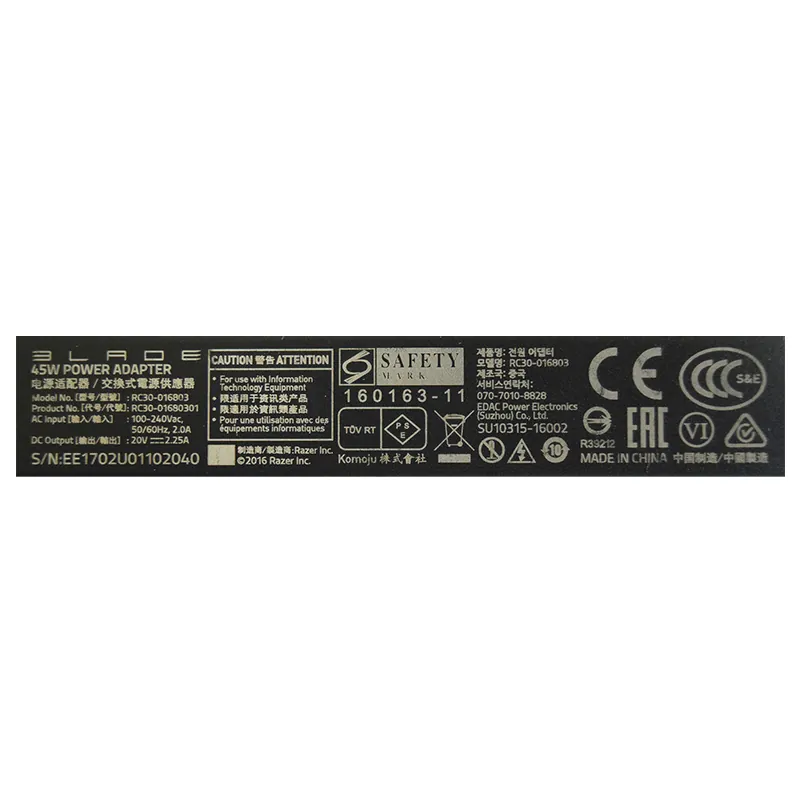 Alimentator Laptop Razer Blade 20V 2.25A 45W RC30-016803
