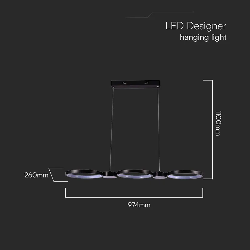Candelabru LED 38W 4000K 95X100CM - Negru