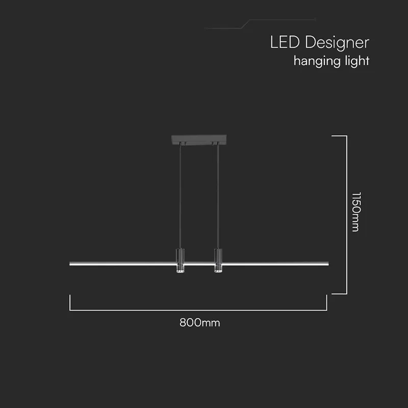 Corp Iluminat LED Suspendat 19W 4000K 80CM X 115CM - Negru