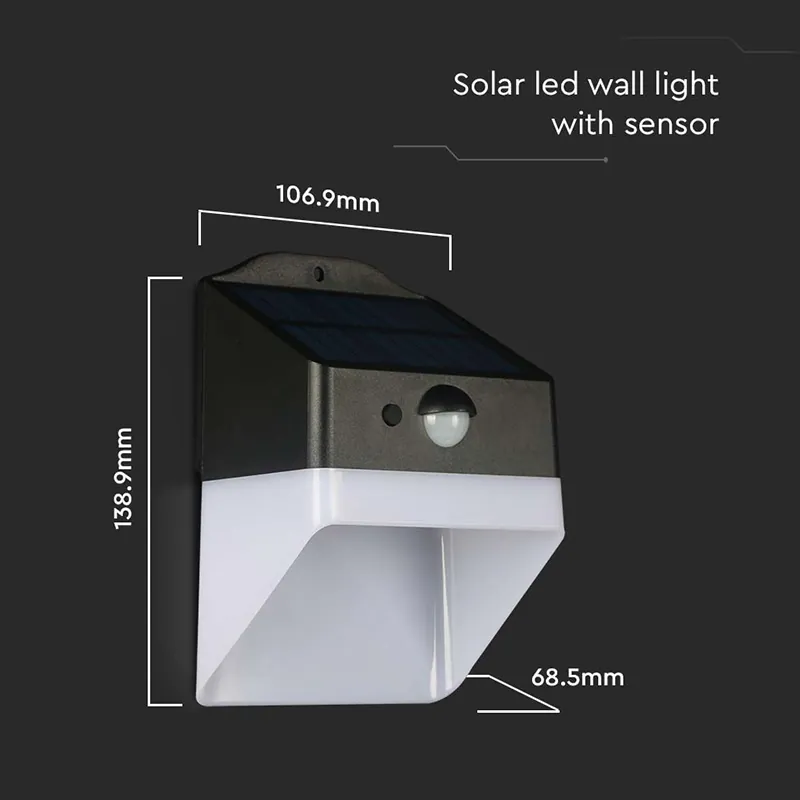 Lampa Exterioara 2W 4000K Incarcare Solara - Alb/Negru
