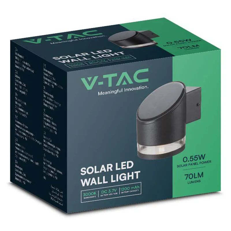 Lampa LED cu Incarcare Solara 1W IP54 3000K - Negru