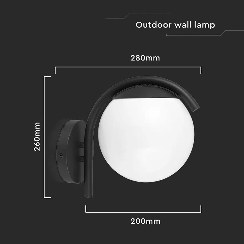 Lampa Perete cu Soclu E27 IP44 - Negru Mat
