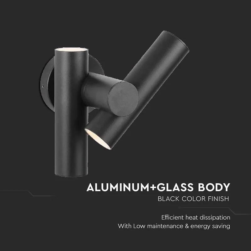 Corp Iluminat LED 2 Cai 2W 600LM 3000K IP44 - Negru