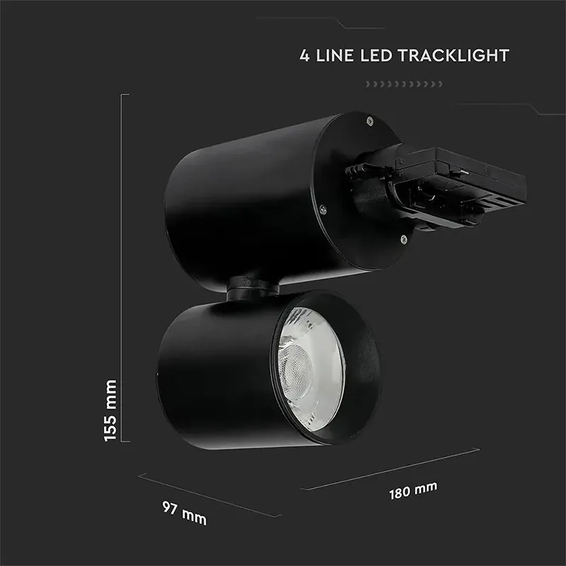 Tracklight LED 30W 6400K - Negru