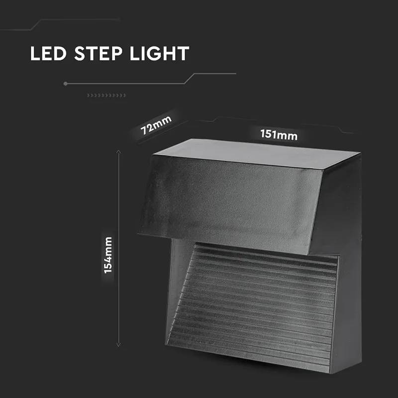 Corp Iluminat LED Steplight Montaj Scara/Perete 3W 4000K - Negru