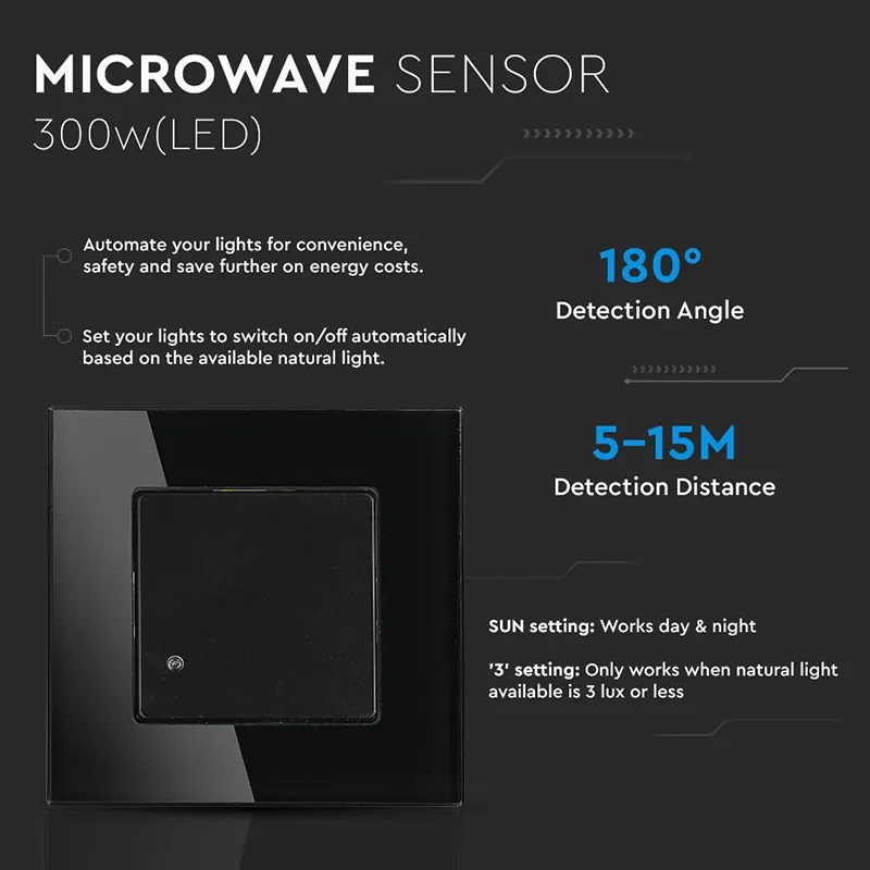 Senzor Miscare 180GR 1200W  Max - Negru