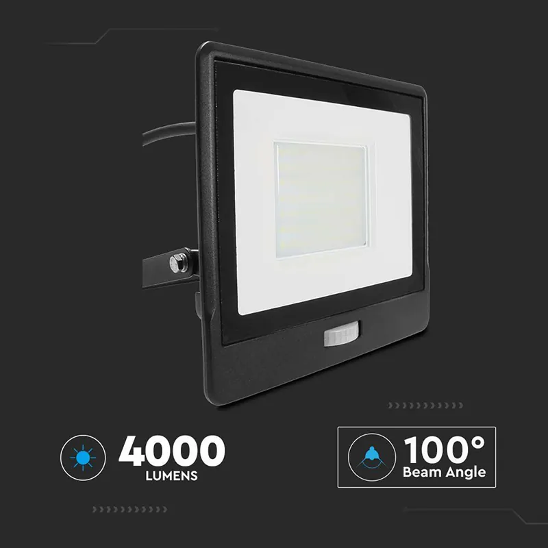 Reflector LED SMD 50W 6400K IP65 cu Senzor Miscare - Negru