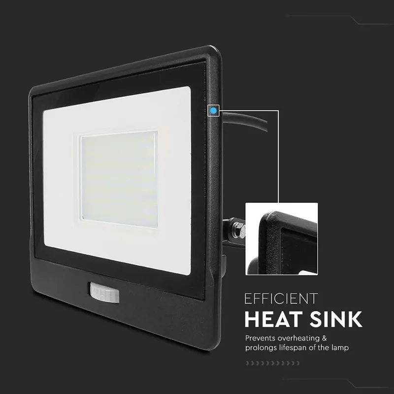 Reflector LED SMD 50W 6400K IP65 cu Senzor Miscare - Negru