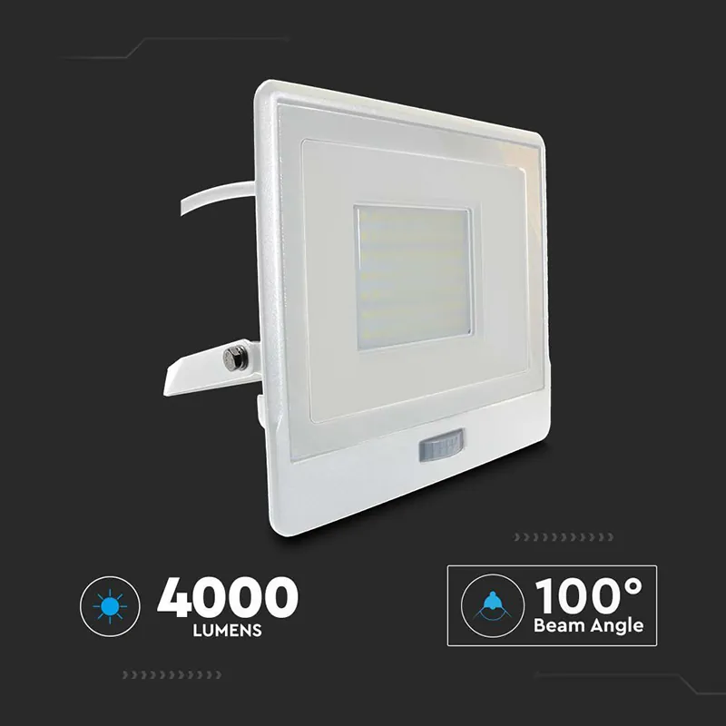 Reflector LED SMD 50W 4000K IP65 cu Senzor Miscare - Alb