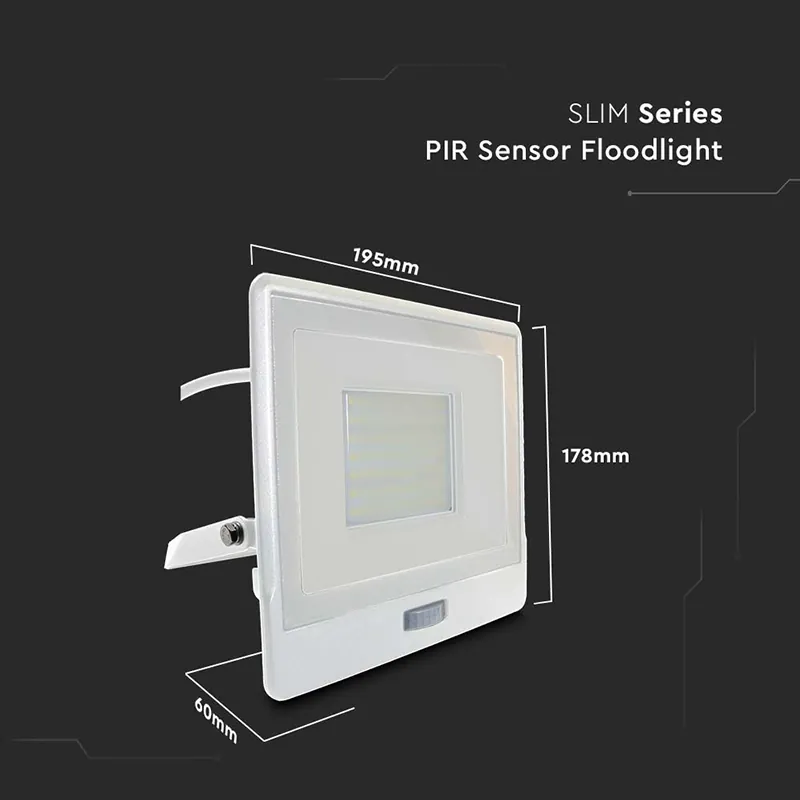 Reflector LED SMD 50W 4000K IP65 cu Senzor Miscare - Alb