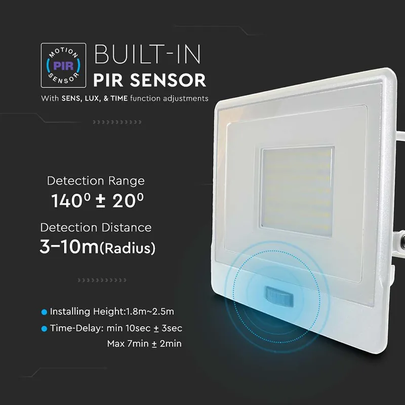 Reflector LED SMD 50W 4000K IP65 cu Senzor Miscare - Alb