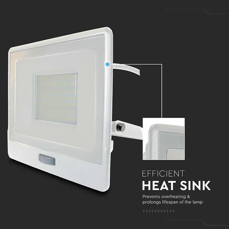 Reflector LED SMD 50W 4000K IP65 cu Senzor Miscare - Alb