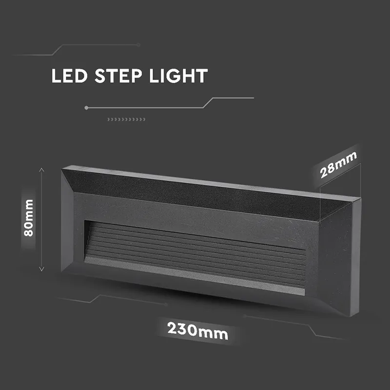Corp Iluminat LED pentru Scari 3W 4000K Alb Neutru - Negru
