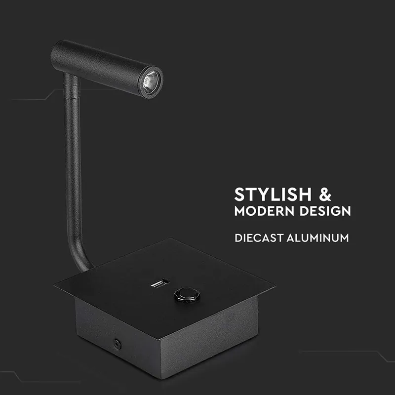Lampa LED Perete 3W 3000K - Negru