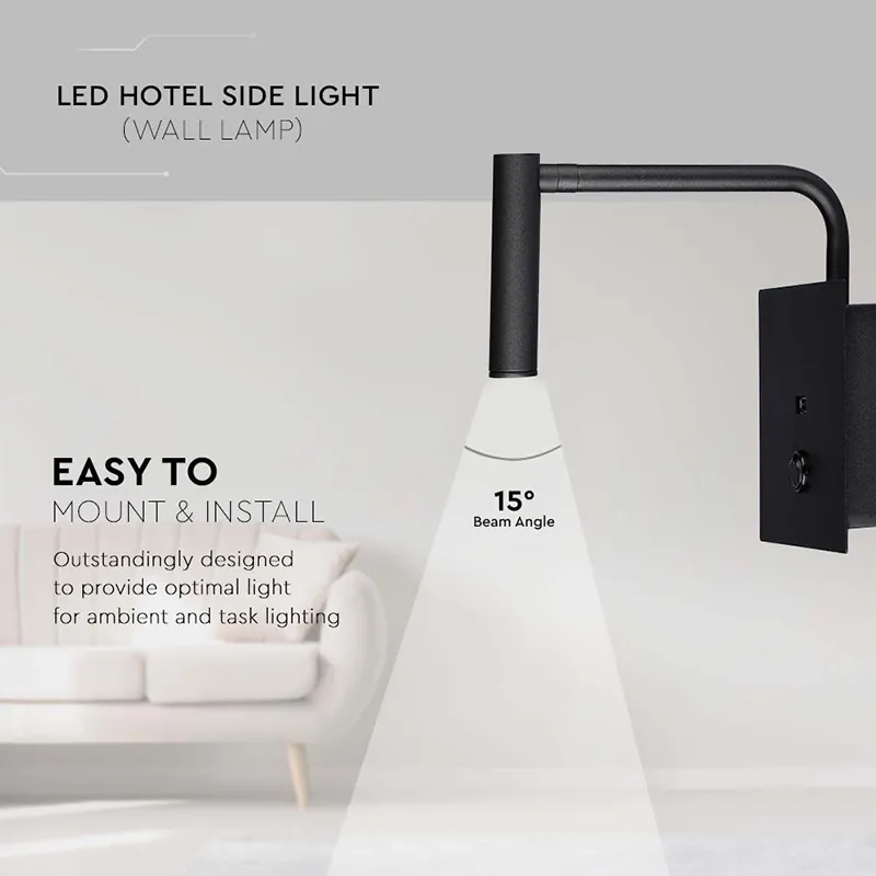 Lampa LED Perete 3W 3000K - Negru