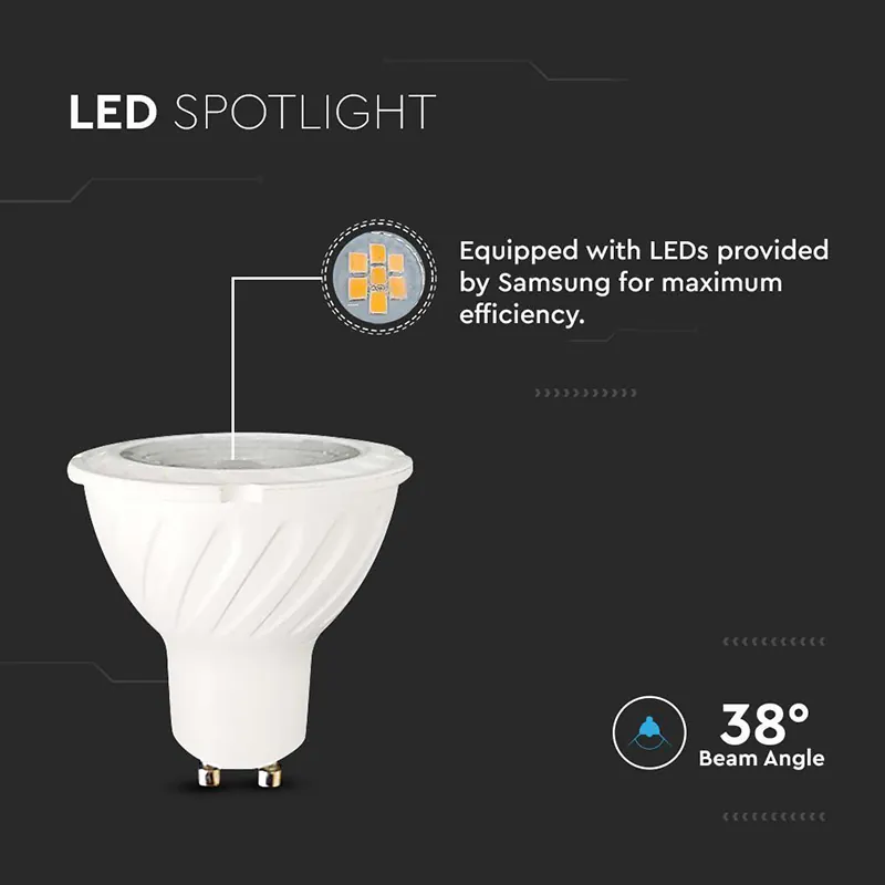 Bec Spot LED GU10 6W 3000K Alb Cald, Cip Samsung