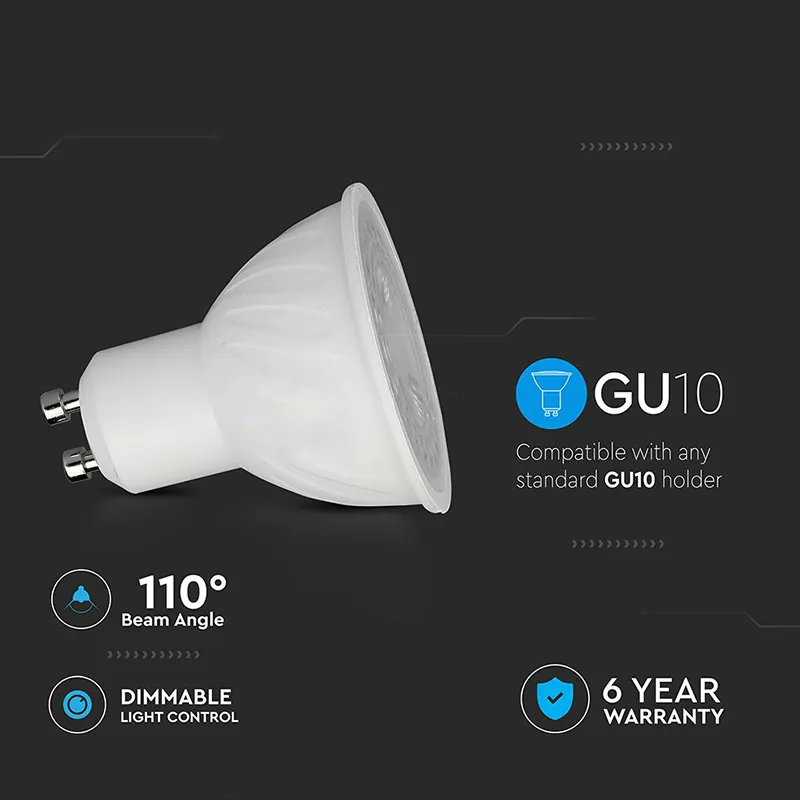 Bec Spot LED GU10 6W 110' Dimabil 6500K Alb Rece, Cip Cree