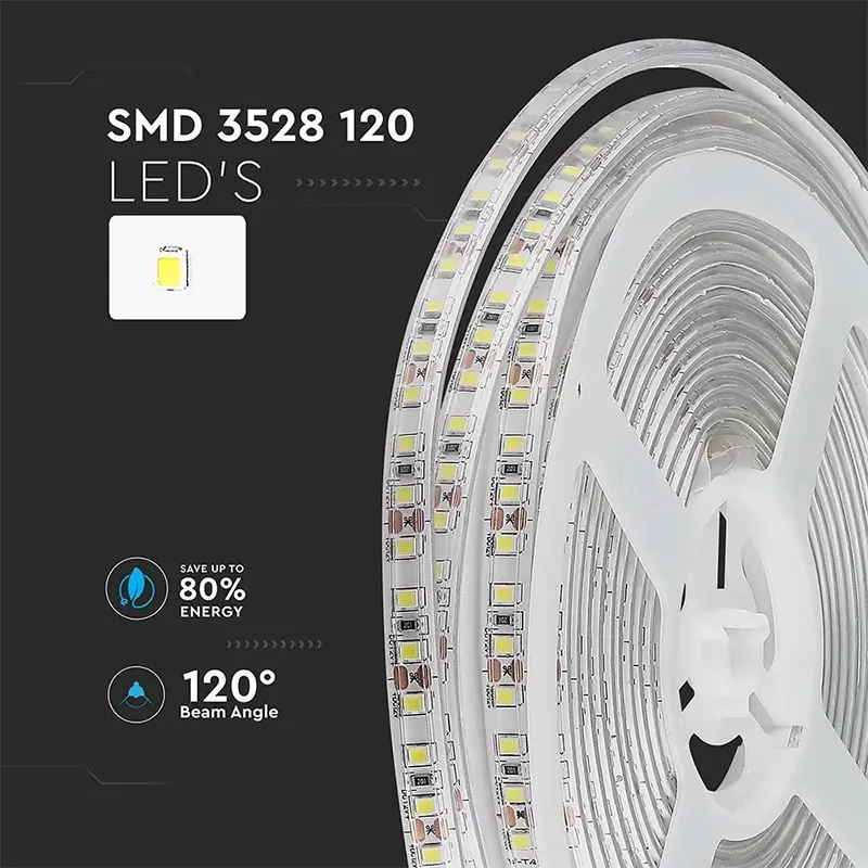 Banda LED SMD3528 120LED/M 3000K IP65 5M