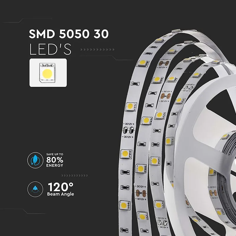 Banda LED SMD5050 30LED/M 6400K IP20 5M