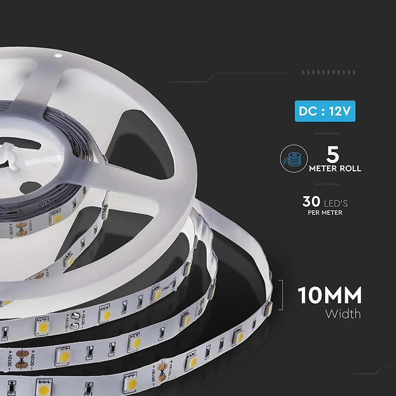 Banda LED SMD5050 30LED/M 6400K IP20 5M
